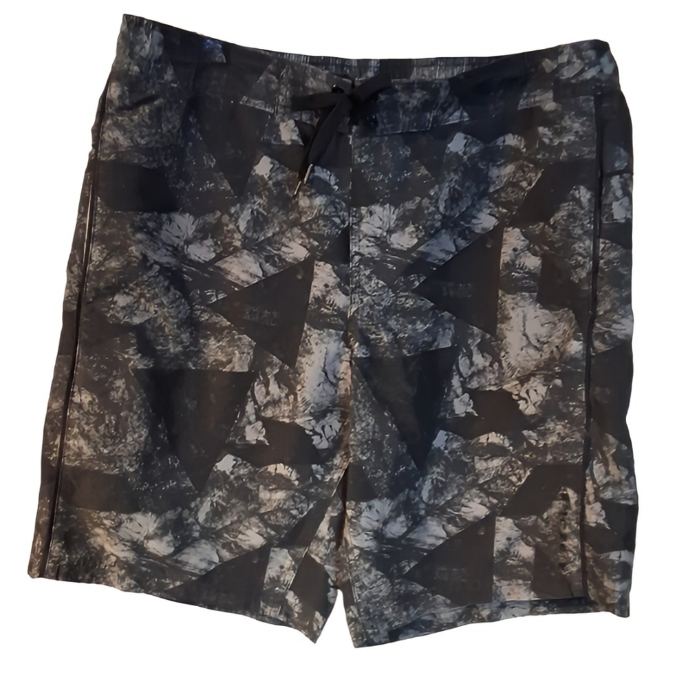 Ripzone Men's Camo Board Shorts - Black & Grey Swim Trunks (Size L)